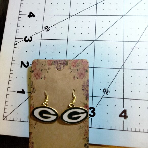 Green Bay Packers Logo Earrings Peter David Inc NFLP 1994 Vintage Oval Dangle - Picture 7 of 7
